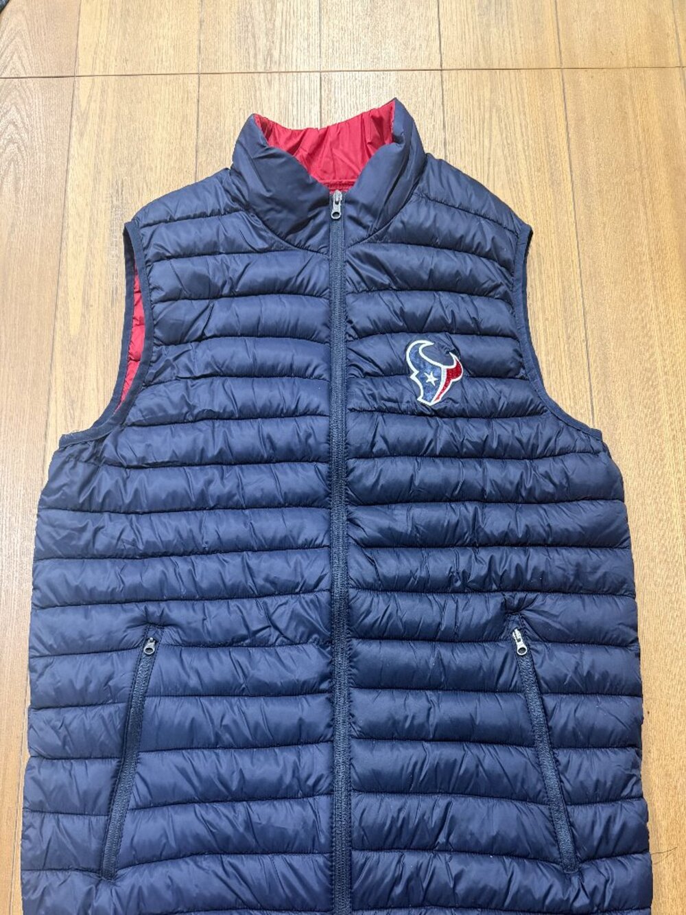 NFL Houston Texans Quilted Puffer Vest Navy Red Men’s XL